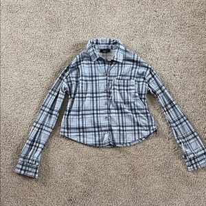 Blue Plaid Button-Up Shirt